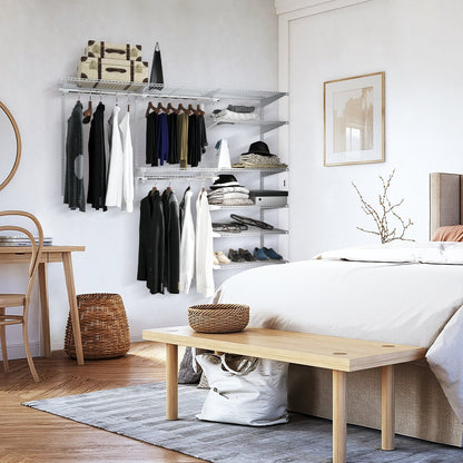 Adjustable Closet Organizer Kit with Shelves and Hanging Rods for 4 to 6 FT-Gray