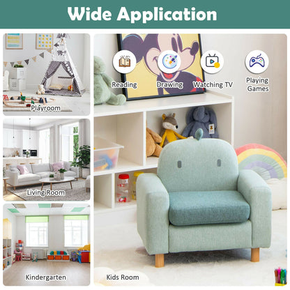 Kids Sofa with Armrest and Thick Cushion-Gray
