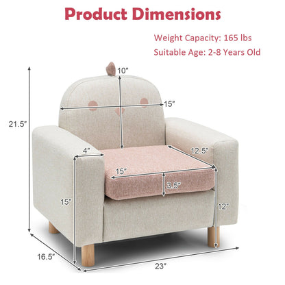 Kids Sofa with Armrest and Thick Cushion-Pink