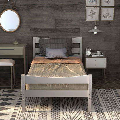 Twin Size Platform Bed Frame Foundation Slat Support -Dark Brown