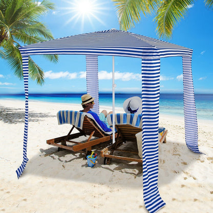 6.6 x 6.6 Feet Foldable and Easy-Setup Beach Canopy With Carry Bag-Blue