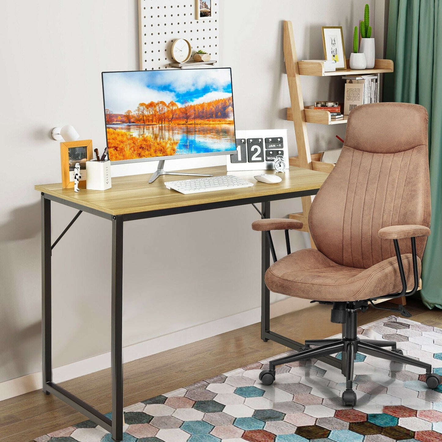 L Shaped Computer Desk and Writing Workstation for Home and Office-Black
