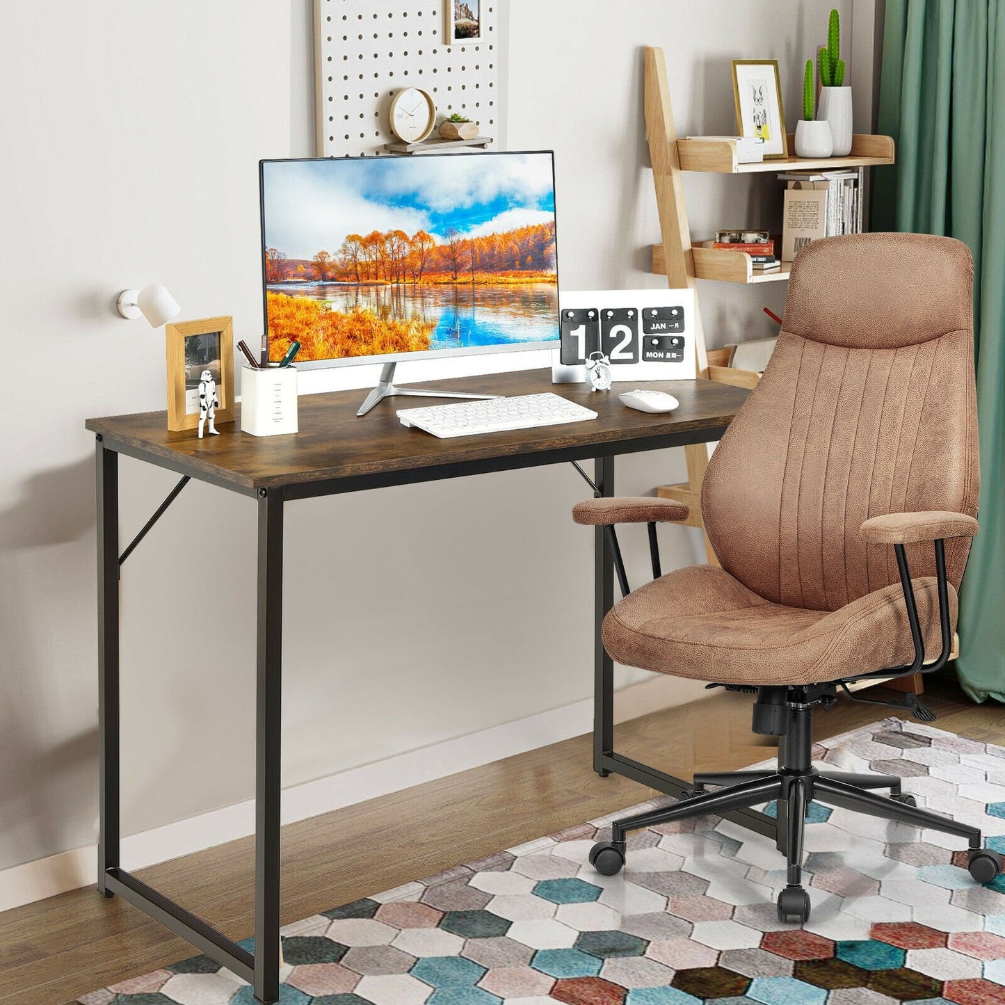 L Shaped Computer Desk and Writing Workstation for Home and Office-Black