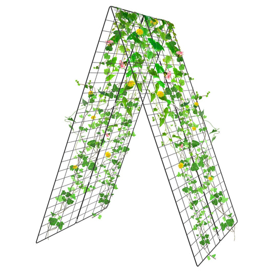 2 Pieces Foldable  A-Frame Trellis Plant Supports with Twist Ties-Green