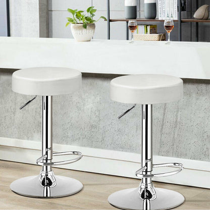 1 PC Round Bar Stool Adjustable Swivel Pub Chair-White