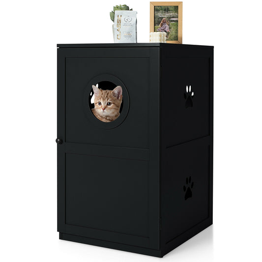 2-tier Litter Hidden Cat House With Anti-toppling Device-Black