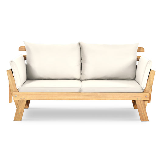 Adjustable  Patio Convertible Sofa with Thick Cushion-White