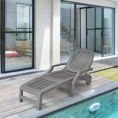 Adjustable Patio Sun Lounger with Weather Resistant Wheels-Black