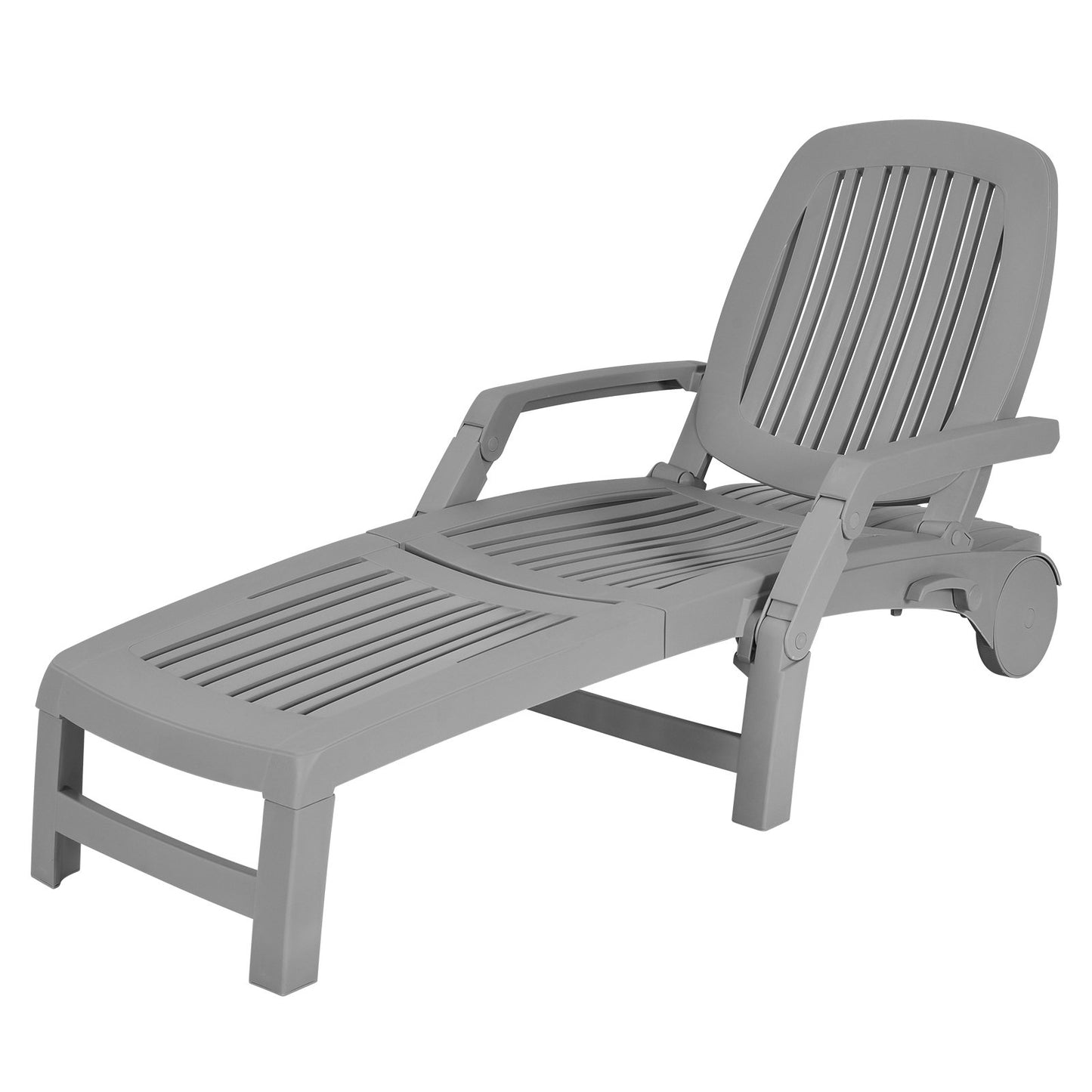 Adjustable Patio Sun Lounger with Weather Resistant Wheels-Black
