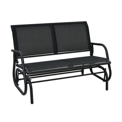 Swing Glider Chair 48 Inch Loveseat Rocker Lounge Backyard-Black