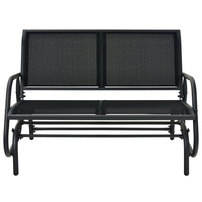 Swing Glider Chair 48 Inch Loveseat Rocker Lounge Backyard-Black