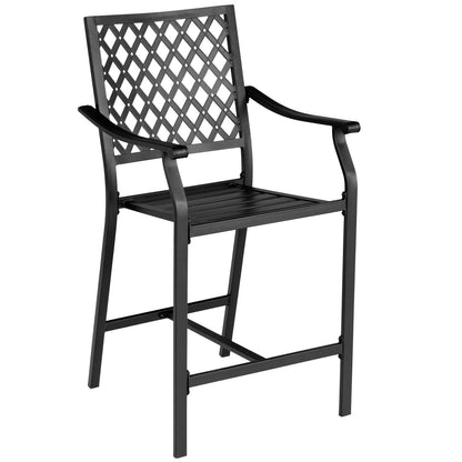 2 Pieces Patio Bar Stool with Height Cushion and Armrest
