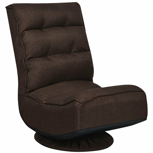 5-Position Folding Floor Gaming Chair-Brown