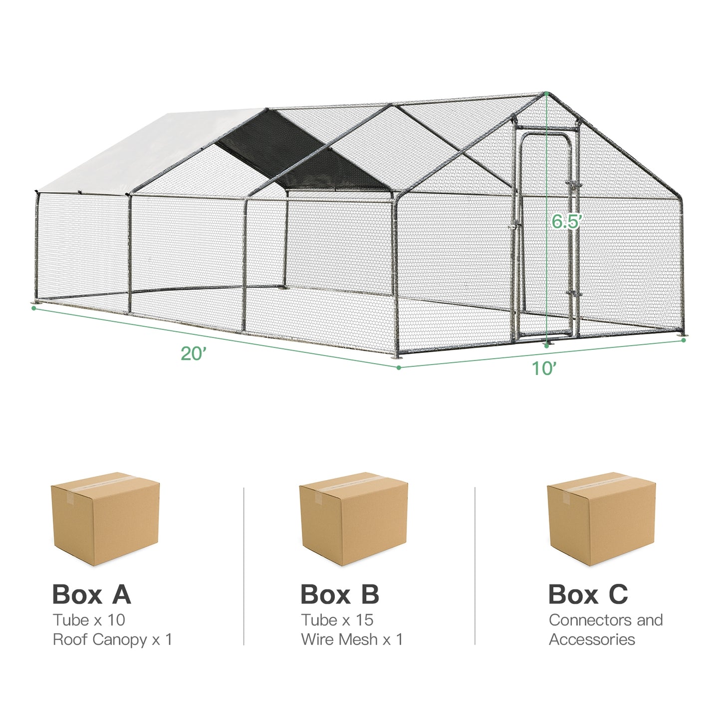 Large Walk in Shade Cage Chicken Coop with Roof Cover-L