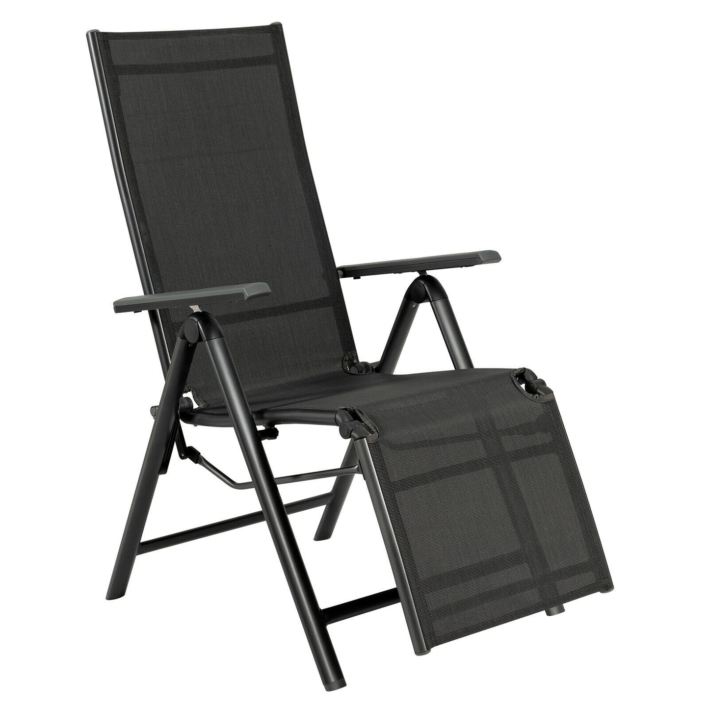 Aluminum Frame Outdoor Foldable Reclining Chair-Gray