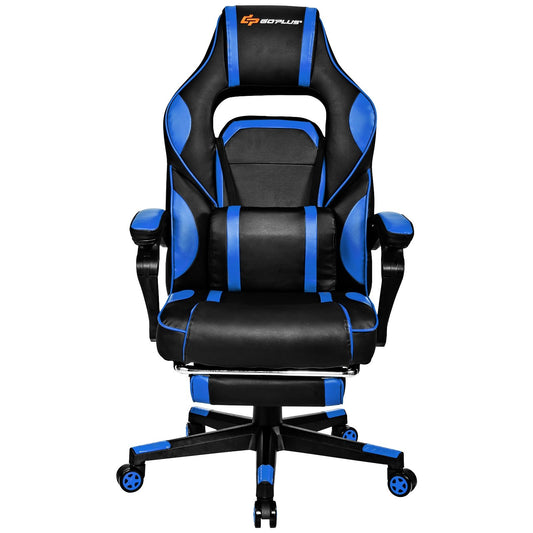 Massage Gaming Chair with Footrest and Lumbar Support