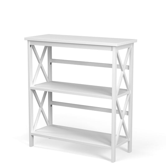3-Tier Multi-Functional Storage Shelf Units Wooden Open Bookcase and Bookshelf-White
