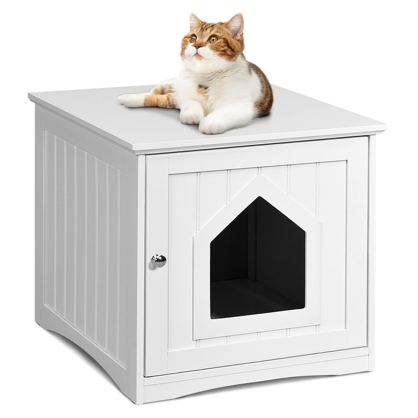 Sidetable Nightstand Weatherproof Multi-function Cat House-Black