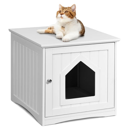 Sidetable Nightstand Weatherproof Multi-function Cat House-Black