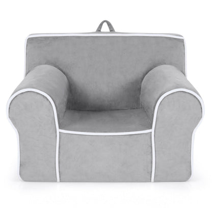 Upholstered Kids Sofa with Velvet Fabric and High-Quality Sponge-Gray