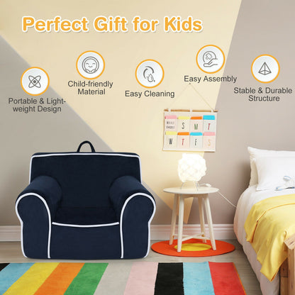 Upholstered Kids Sofa with Velvet Fabric and High-Quality Sponge-Navy