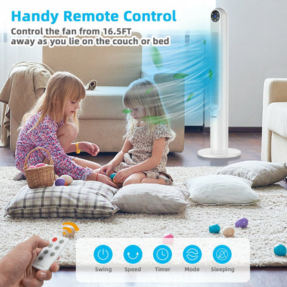 42 Inch 80 Degree Tower Fan with Smart Display Panel and Remote Control-Black