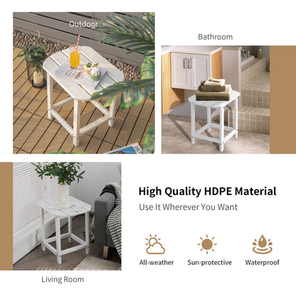 18 Inch Weather Resistant Side Table for Garden Yard Patio-White