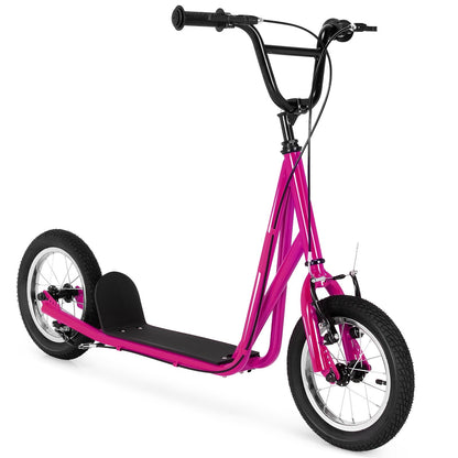 Height Adjustable Kid Kick Scooter with 12 Inch Air Filled Wheel-Navy