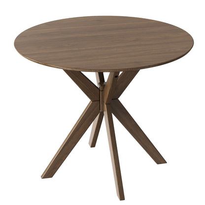 36 Inch Round Wood Dining Table with Intersecting Pedestal Base