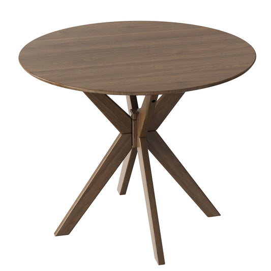 36 Inch Round Wood Dining Table with Intersecting Pedestal Base