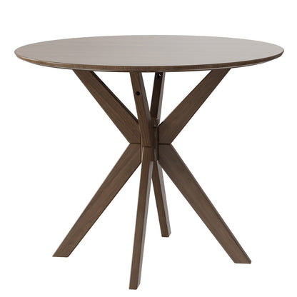 36 Inch Round Wood Dining Table with Intersecting Pedestal Base