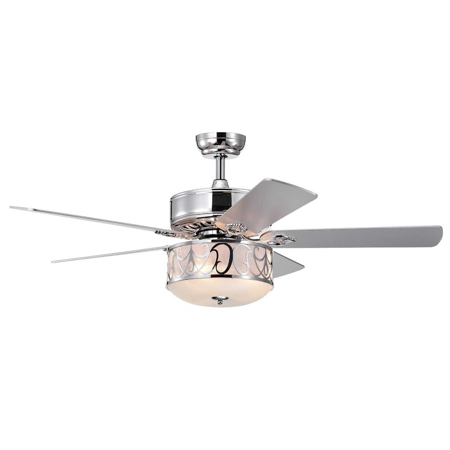 52 Inch Ceiling Fan with Light Reversible Blade and Adjustable Speed-Black