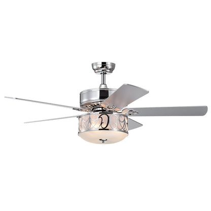 52 Inch Ceiling Fan with Light Reversible Blade and Adjustable Speed-Black
