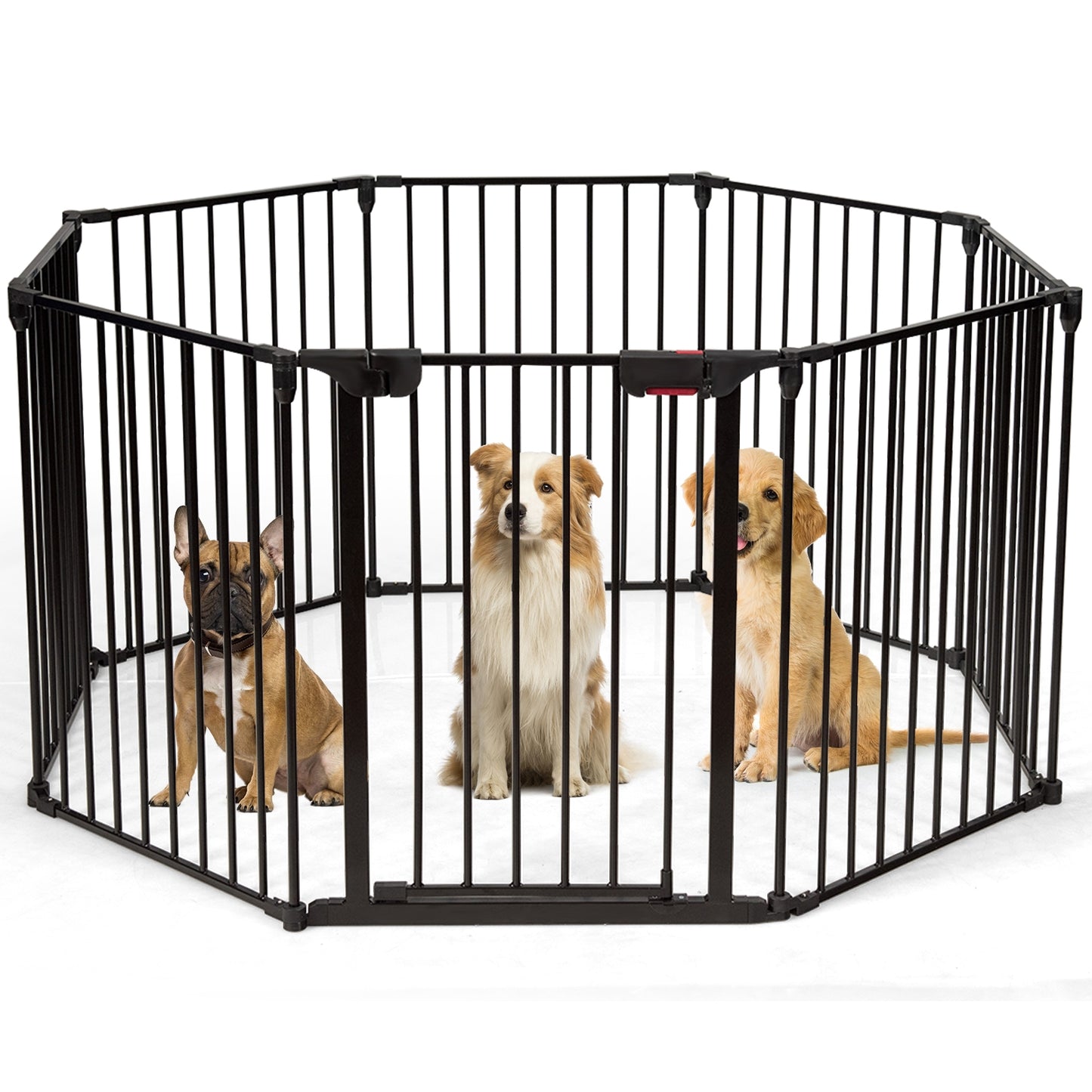 Adjustable Panel Baby Safe Metal Gate Play Yard-Black