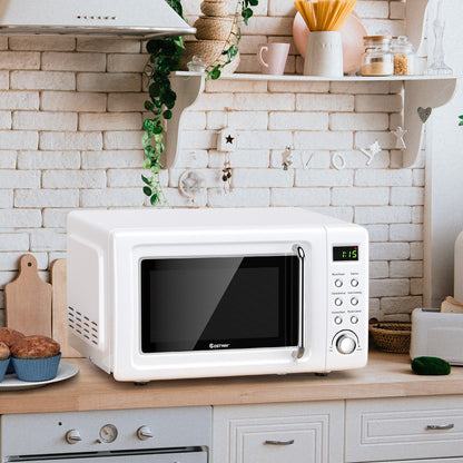 700W Retro Countertop Microwave Oven with 5 Micro Power and Auto Cooking Function-Golden