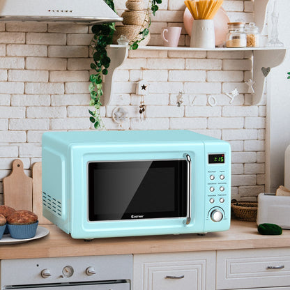700W Retro Countertop Microwave Oven with 5 Micro Power and Auto Cooking Function-Golden