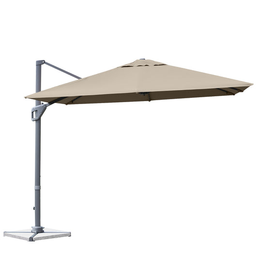 10 x 10 Feet Patio Offset Cantilever Umbrella with Aluminum 360-degree Rotation Tilt-Coffee
