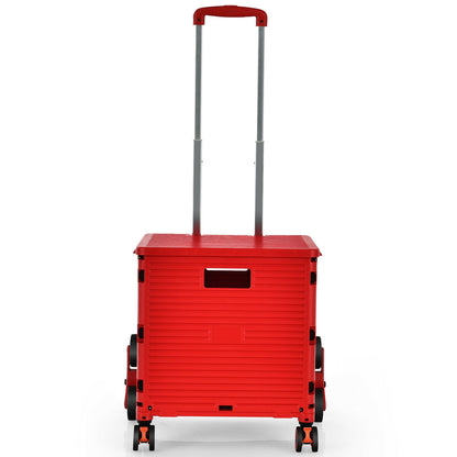 Foldable Utility Cart for Travel and Shopping-Red