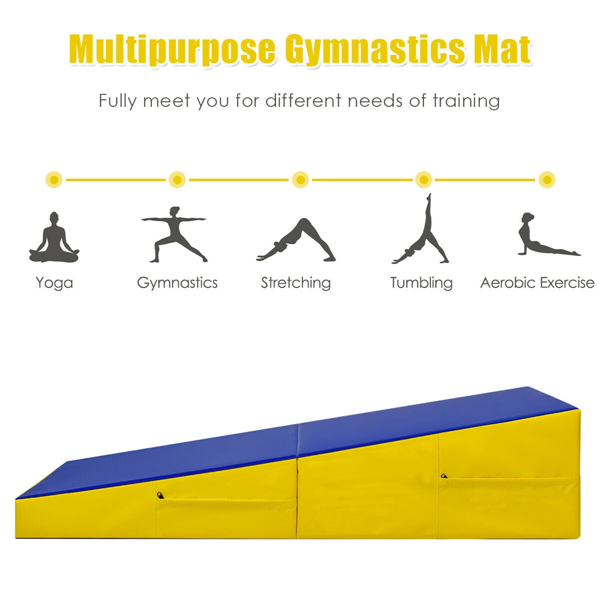 Folding Incline Mat Slope Cheese Gymnastics Gym Exercise Yellow