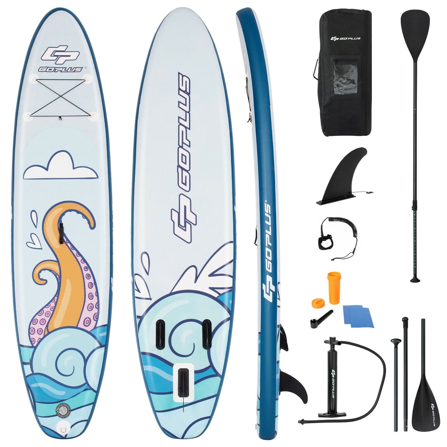 10.5 feet Inflatable Stand Up Paddle Board Surfboard with Aluminum Paddle Pump-10.5 feet