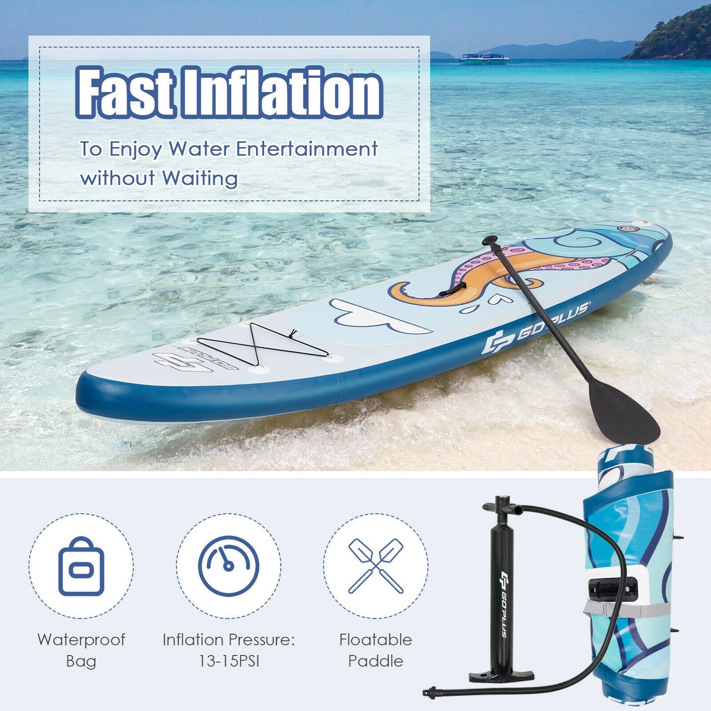 10.5 feet Inflatable Stand Up Paddle Board Surfboard with Aluminum Paddle Pump-10.5 feet