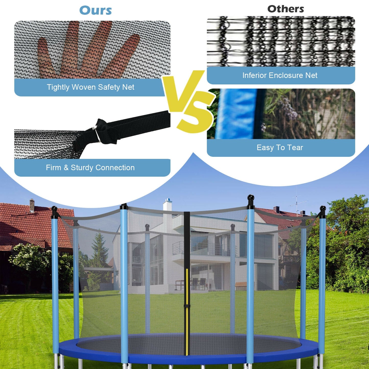 12Ft Replacement Weather-Resistant Trampoline Safety Enclosure Net