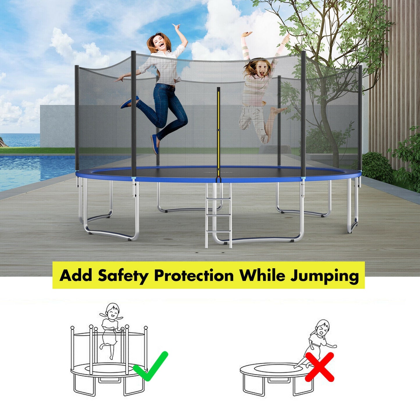 Trampoline Safety Replacement Protection Enclosure Net-15 ft
