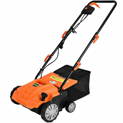 13 Inch 12 Amp Electric Scarifier with Collection Bag and Removable Blades-Green