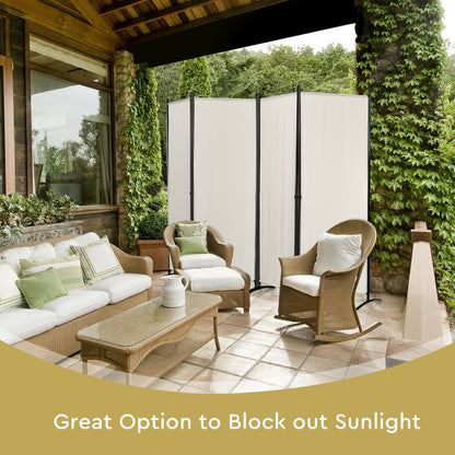 4-Panel  Room Divider with Steel Frame-White