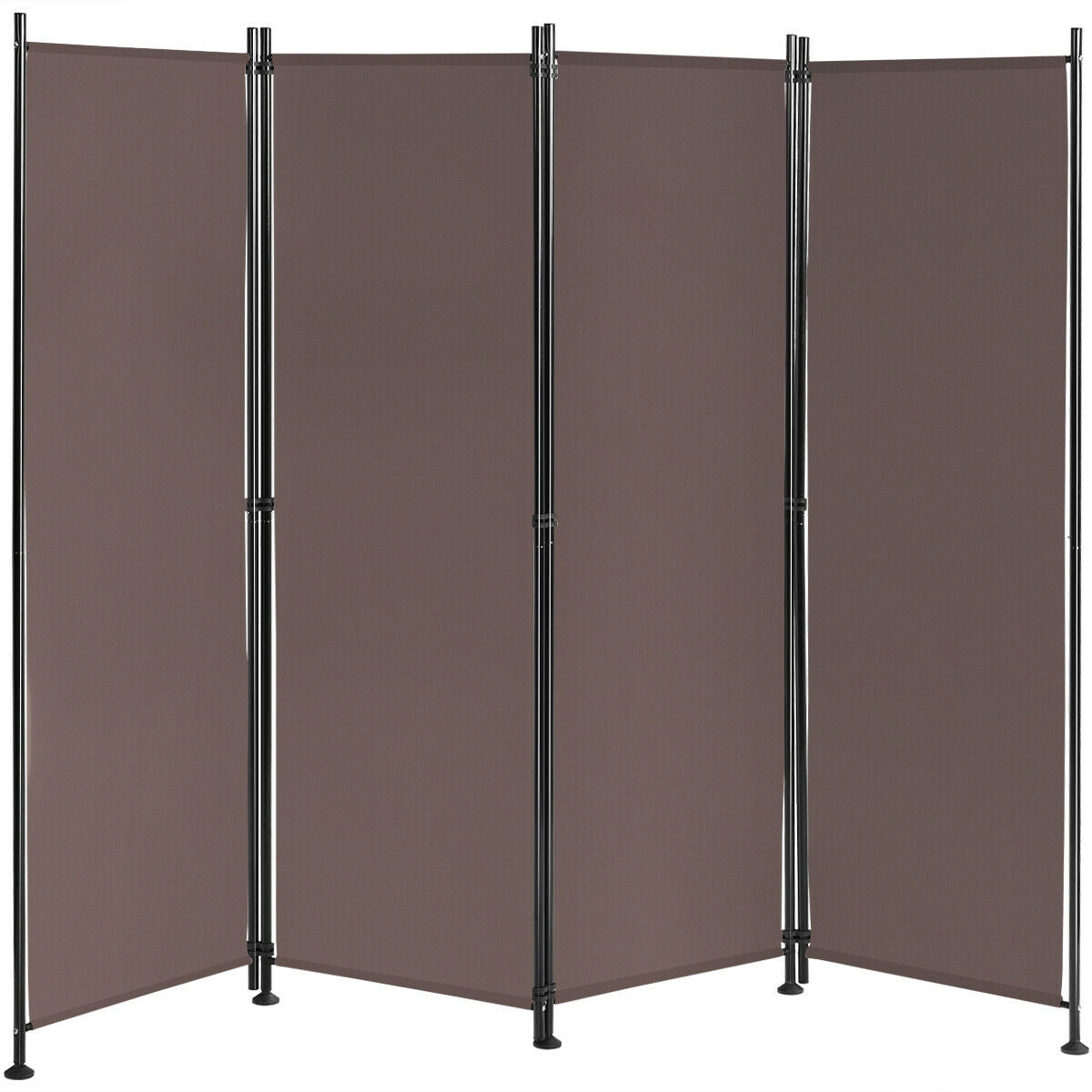 4-Panel Room Divider Folding Privacy Screen-Brown