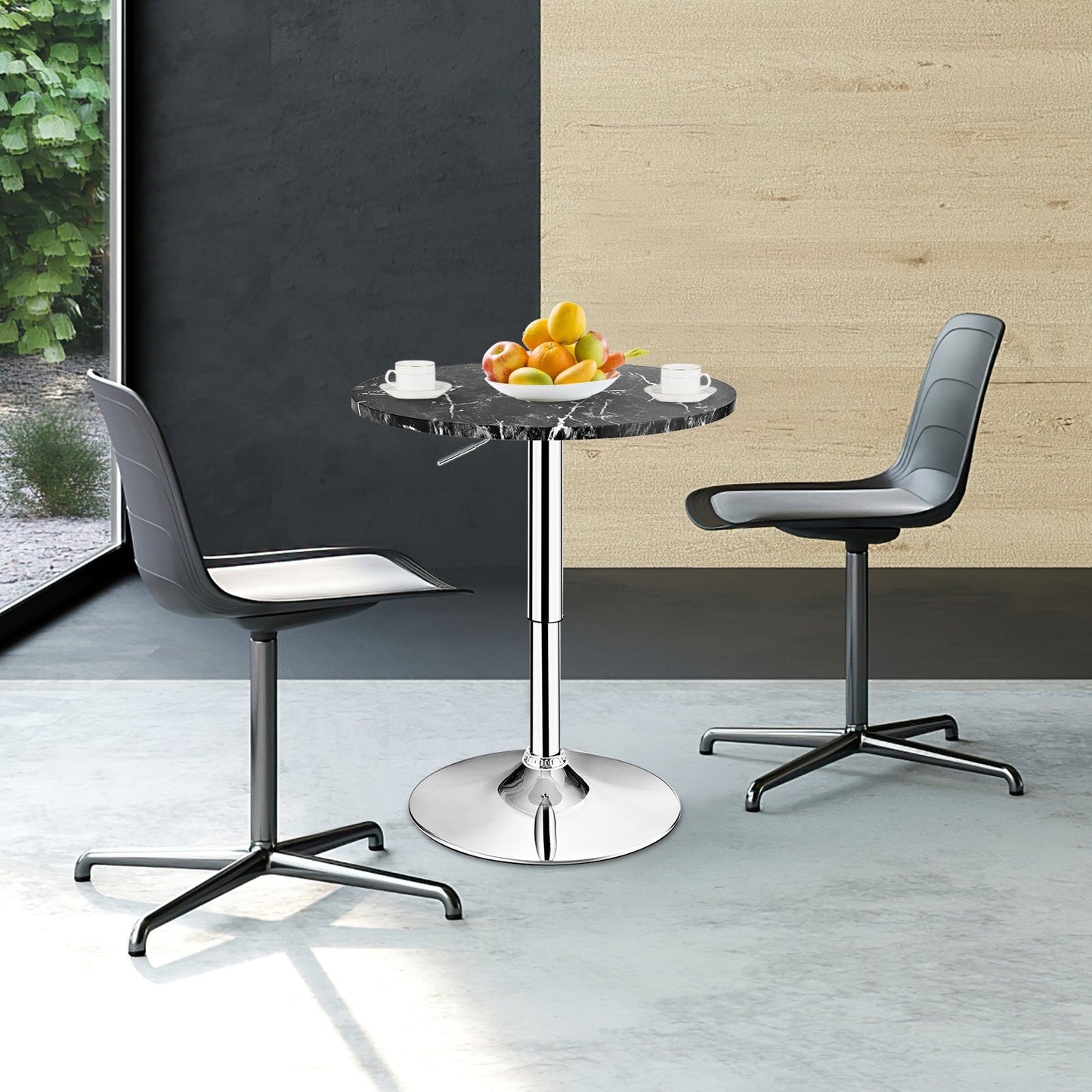 Round Height Adjustable Bistro Bar Table Black