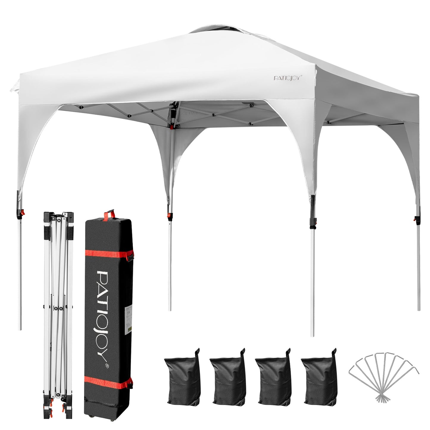 10 Feet x 10 Feet Outdoor Pop-up Camping Canopy Tent with Roller Bag-White