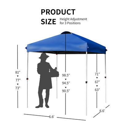 6.6 x 6.6 Feet Outdoor Pop-up Canopy Tent with Roller Bag-Blue