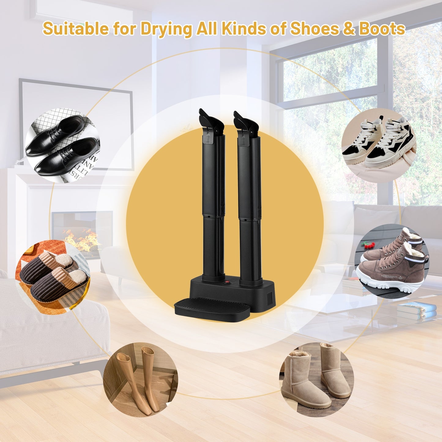 2-Shoe Electric Shoe Dryer with Portable Adjustable Warmer for Boots and Socks